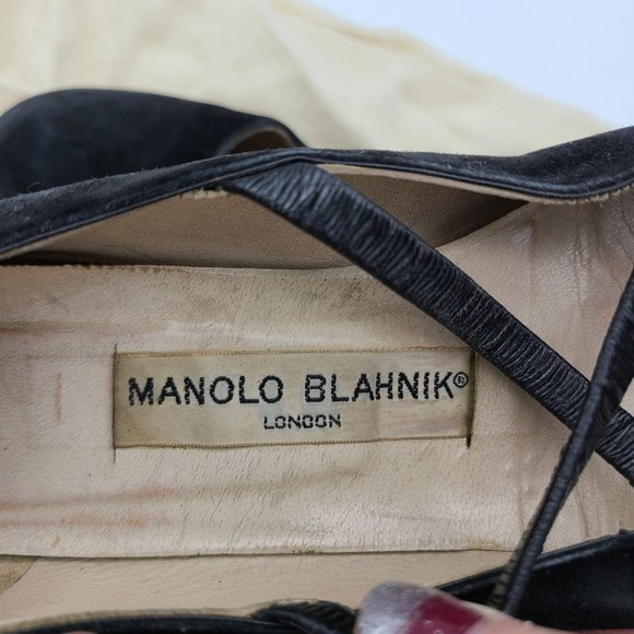 Manolo Blahnik Vintage Strappy Low Heels - Picture 5 of 8